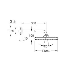Верхний душ с настенным кронштейном Grohe Tempesta Cube (26687000)
