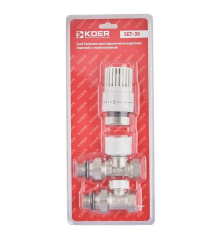 Комплект для підключення радіатора (прямий) з термоголовкою 1/2'' ( KOER SET-30 ) (KR5717)