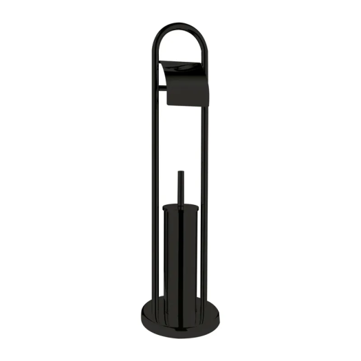 Йоржик для унітазу + паперотримач підлоговий ZERIX KIT-ME04 BLACK (колір чорний) (ZX4644)