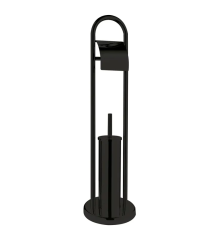 Йоржик для унітазу + паперотримач підлоговий ZERIX KIT-ME04 BLACK (колір чорний) (ZX4644)