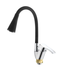 Смеситель для кухни ZERIX YUT 279 REFLECTOR BLACK с силиконовым изливом (цвет излива черный) (ZX5986)