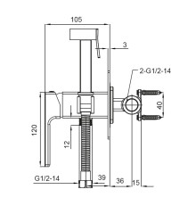 Смеситель для гигиенического душа встроенный KOER KB-23009-01 (Цвет хром) (KR3510)