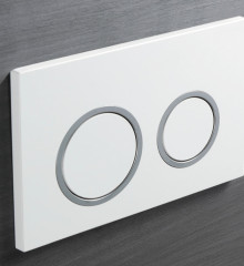 Панель смыва KOER KT-0605-03 220x140x12mm пластиковая, кнопка круглая (цвет белый) (KR5316)