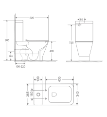 Бачок для унитаза-компакта MIXXUS PREMIUM STYLE-0401-T3 TANK 410x365x135 в комплекте со сливной арматурой (MI8328)