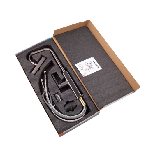 Смеситель для кухни MIXXUS PREMIUM HAMMER 014 GRAPHITE с выдвижным изливом (Цвет графит) (MI6955)