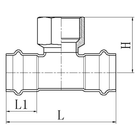 Тройник двухраструбный ВР KOER KQ.T2810F PRESS-INOX AISI 304 28x1