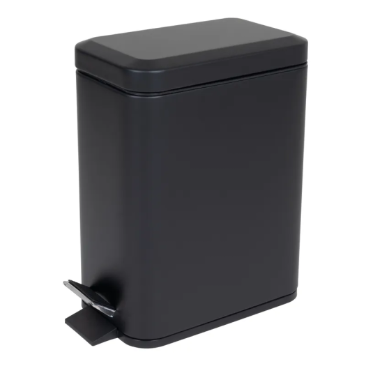 Мусорное ведро с плавным закрытием прямоугольное ZERIX SANSA-TC0105 BLACK 5 л (цвет черный) (ZX5894)