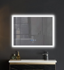 Зеркало MIXXUS FLAT MR04-100x80 с LED Touch, Anti-fog, димером, рег. яркости, часами (MI6927)