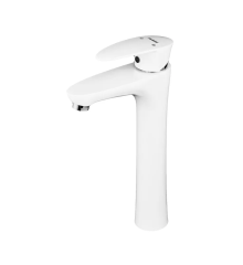 Смеситель для умывальника PLAMIX CEZAR-001 HIGH SET WHITE (с подводкой) (Цвет белый) (PM0663)