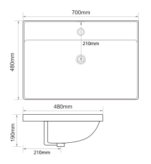 Раковина мебельная MIXXUS PREMIUM STYLE-1502 700х480х190mm (отверстие под смеситель, перелив) (MP6499)