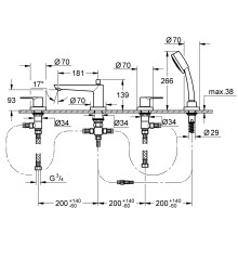 Смеситель на борт ванны на 4 отверстия Grohe BauLoop (2511900A)