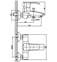 Смеситель для ванны HAIBA FOCUS 009 SATIN (Цвет сатин) (HB0121)