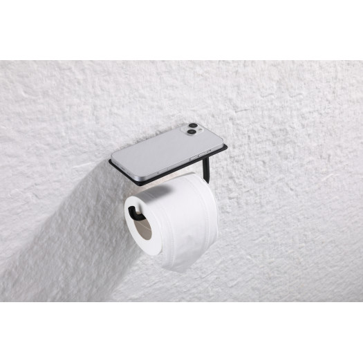 Держатель для туалетной бумаги KOER AS-0112-05 с полкой (цвет черный) (KR6174)