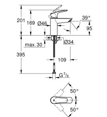 Смеситель для раковины S-размера Grohe Eurosmart New (32467003)