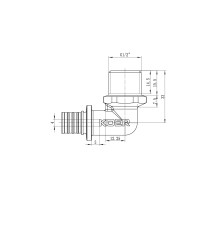Кутник перехідний із ЗР Koer KA.L06M-16 - 16(2.2mm) x 1/2