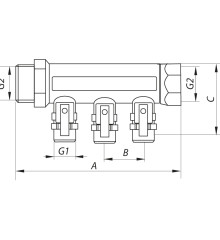 Коллектор с шаровыми кранами и фитингом Koer KR.1125-4 - 3/4”x4 Ways (KR2837)