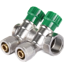 Коллектор теплого пола вентильный с фитингом Koer KR.1123-2 3/4”x2 ways (KR2829)