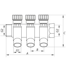 Коллектор теплого пола вентильный с фитингом Koer KR.1123-2 3/4”x2 ways (KR2829)