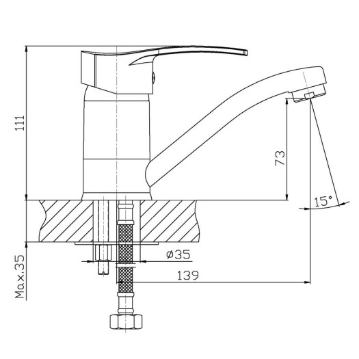 Смеситель для умывальника HAIBA ONIX 004-15СМ (Цвет хром) (HB0768)
