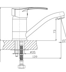 Смеситель для умывальника HAIBA ONIX 004-15СМ (Цвет хром) (HB0768)