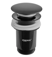 Донный клапан для раковины с переливом ZERIX BV-01 BLACK автоматический (Click-Clack) (Цвет черный) 1 1/4'' (ZX6016)