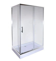 Душевая кабина с низким поддоном MIXXUS HARD SCT01-100x80x198-TR CHROME прозрачное стекло 5мм (MI6908)