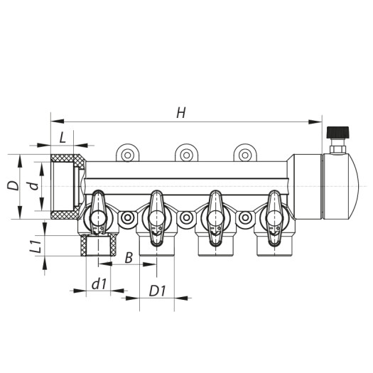 Коллектор теплого пола 4 контура (40x20) PPR Koer K0171.PRO (KP0221)