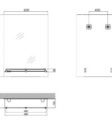 Зеркало настенное ZERIX SANSA MRZ05-60x85x10 прямоугольное с полкой (ZX5628)