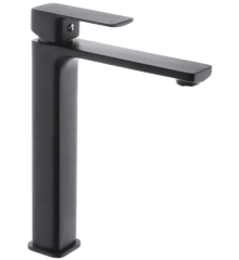 Смеситель для умывальника высокий HAIBA KUBUS 001 HIGH NUT BLACK (Цвет черный) (HB3929)