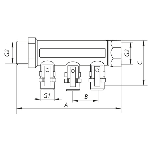 Коллектор теплого пола Koer KR.1126-4 1”x4 ways (KR2840)