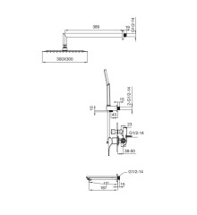 Душевая система встроенная KOER KB-64010-05, 3 функции (Цвет черный) (KR3493)