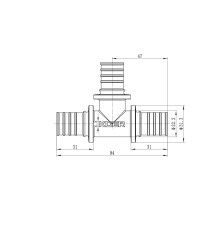 Тройник равнопроходной Koer KA.T25 -25(3.5mm) x25(3.5mm) x 25(3.5mm) (KR4886)
