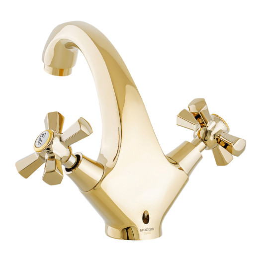 Смеситель для умывальника MIXXUS PREMIUM RETRO GOLD-161 (Цвет золото) (MI5848)