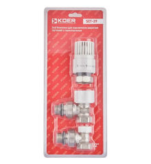 Комплект для подключения радиатора (угловой) с термоголовкой 1/2'' ( KOER SET-29 ) (KR5716)