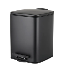 Відро для сміття з плавним закриттям квадратне ZERIX KUBIX-TC0106 BLACK 6 л (колір чорний) (ZX5890)