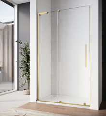 Дверь в нишу Walk-In раздвижная KOER SR SD07-120x200-L-TR-12 прозрачное стекло EASY CLEAN 8мм матовое золото (KR5687)