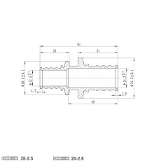 Муфта з'єднувальна перехідна Koer KA.С20-25 - 20(2.8mm) x 25(3.5mm) (KR4860)