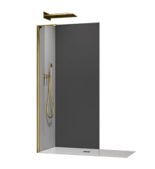 Душова перегородка Walk-In KOER SR SP02-100x200-TR-12 прозоре скло EASY CLEAN 8мм матове золото (KR5396)