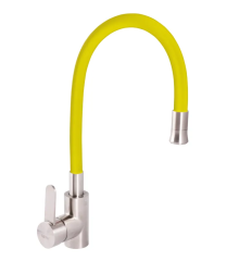 Смеситель для кухни Zerix LR74004-4 с желтым гибким изливом (LL1477)