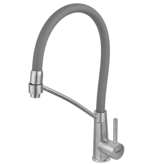 Смеситель для кухни ZERIX FUL-017 REFL.GRAY с силиконовым изливом, из нерж.стали SUS304 (излив серый) (ZX5993)