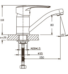 Смеситель для умывальника HAIBA GERMES 555-15CM NUT (Цвет хром) (HB0143)