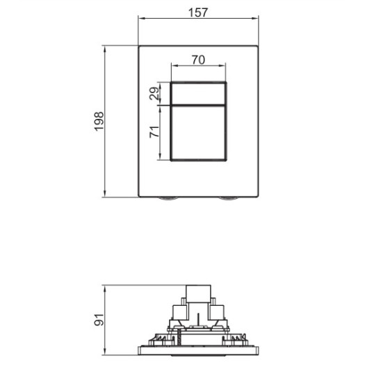 Панель смыва KOER KT-0607-07 157x198x3mm пластиковая, кнопка квадратная (цвет графит) (KR5345)