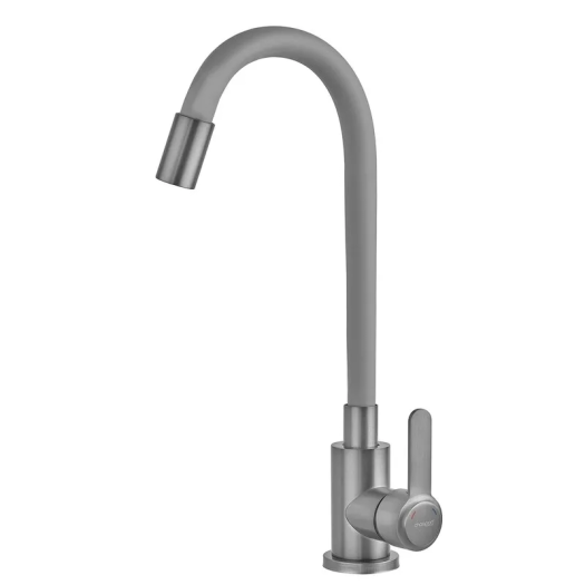 Смеситель для кухни с силиконовым изливом CHAMPION EZA-011 GRAPHITE REFL.GRAY из нерж. стали (излив серый) (CH6566)