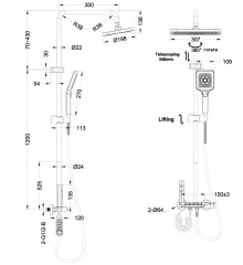 Душевая колонна MIXXUS PREMIUM MARLIN 009-J со смесителем с кноп. переключ., 4 режима (Цвет хром) (MI6830)