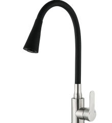 Смеситель для кухни MIXXUS DAX-011-T REFL.BLACK с гибким изливом из нерж. стали SUS304 (Цвет нерж+излив черный) (MI6559)