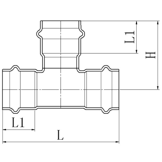 Тройник трехраструбный KOER KQ.T18 PRESS-INOX AISI 304 18x18x18 (KR6349)