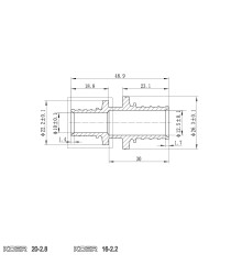 Муфта з'єднувальна перехідна Koer KA.С16-20 - 16(2.2mm) x 20(2.8mm) (KR4858)