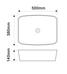 Раковина накладная MIXXUS PREMIUM DIVERSE-0109 EDGE GOLD 500х380х140mm (MP6548)