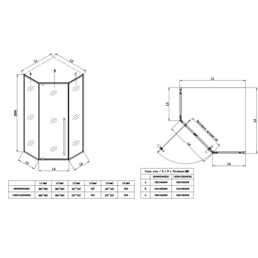 Душевая кабина без поддона KOER SR SC06-100x100x200-TR-01 прозрачное стекло EASY CLEAN 8мм хром (KR5365)