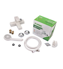 Смеситель для ванны PLAMIX KUBUS-009 EURO SET WHITE (с шлангом, лейкой и кронштейном) (PM0752)